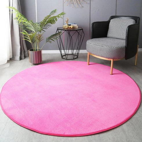 Round Coral Velvet Carpet for Living Room Coffee Table Floor Rug Short Plush Foot Mat for Children's Play